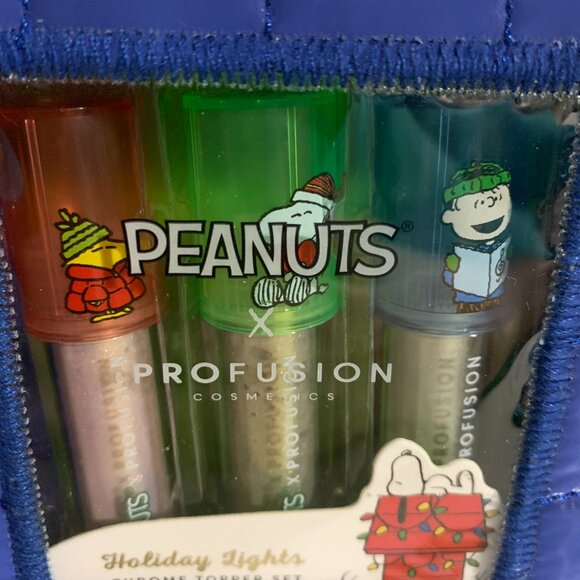 Peanuts X Profusion Cosmetics Chrome Topper Set 3 Piece Lips Eyes Cheeks Case - Picture 2 of 4